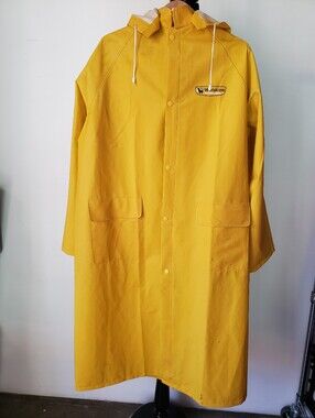 Wetskins Long Yellow Rain Jacket Trench Coat Hi Viz w Sealed Seams XL